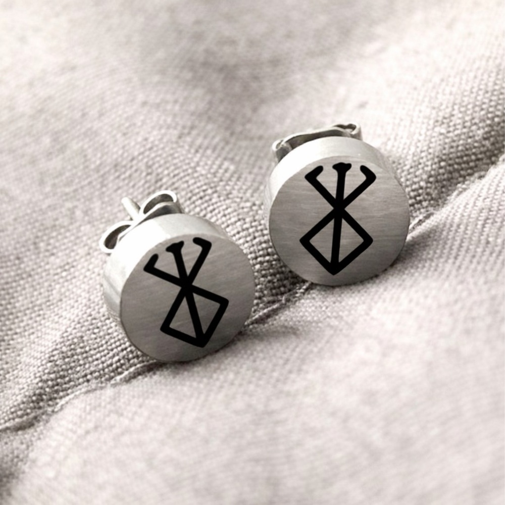 Berserker Rune~ Runic Symbol Norse Viking Animal Warrior Shapeshifter Steel Stud - Picture 6 of 6